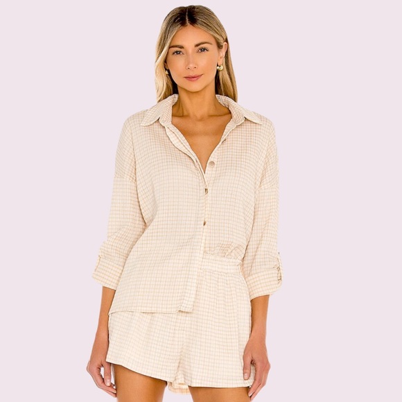 Line & Dot Taupe Delilah Blouse Size Small - Picture 2 of 5